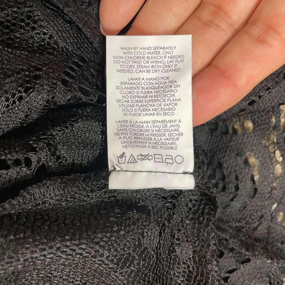CAbi Black “Tempest” Long Sleeves Lace Back and Hem Blouse - Picture 12 of 12